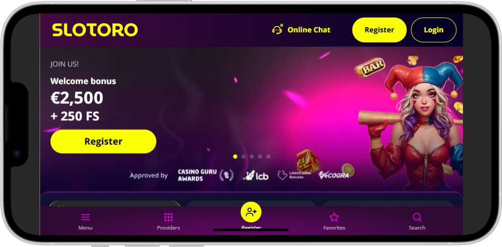 Scarica l'app mobile Slotoro Casino per iPhone